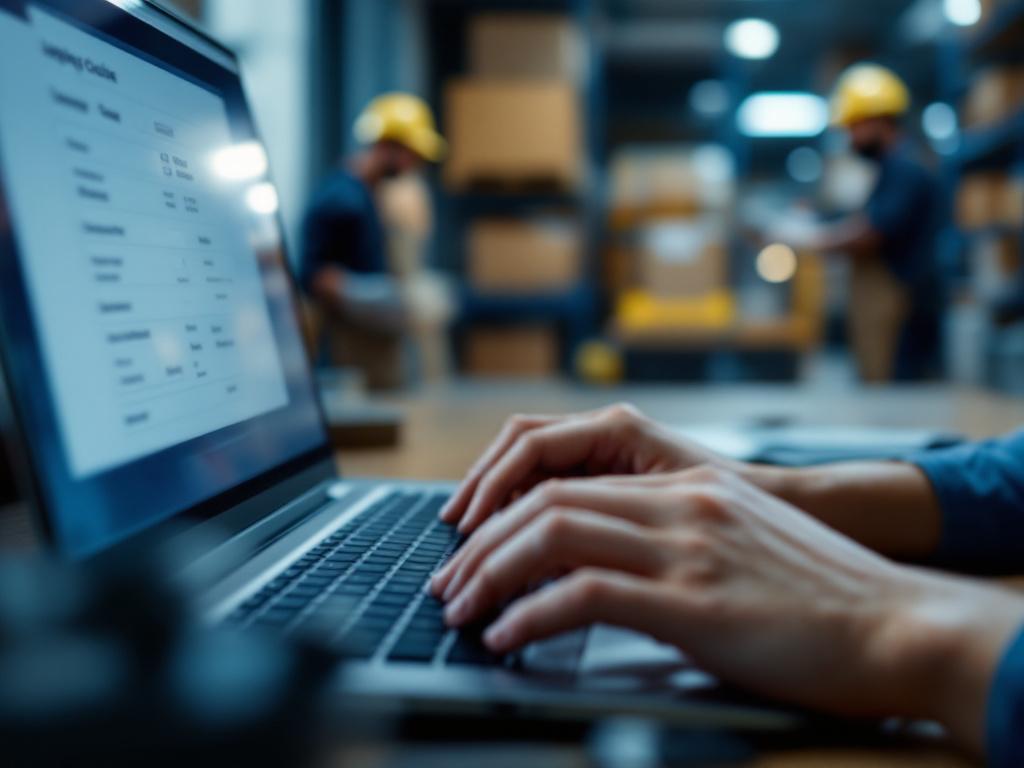 Close-up of hands entering cargo info into a web-based quote form